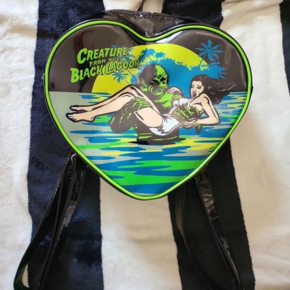 Sourpuss Heart-Shaped Creature from the Black Lagoon Bag - Black and Green